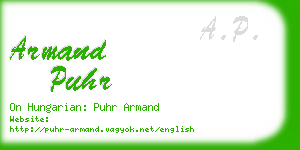 armand puhr business card